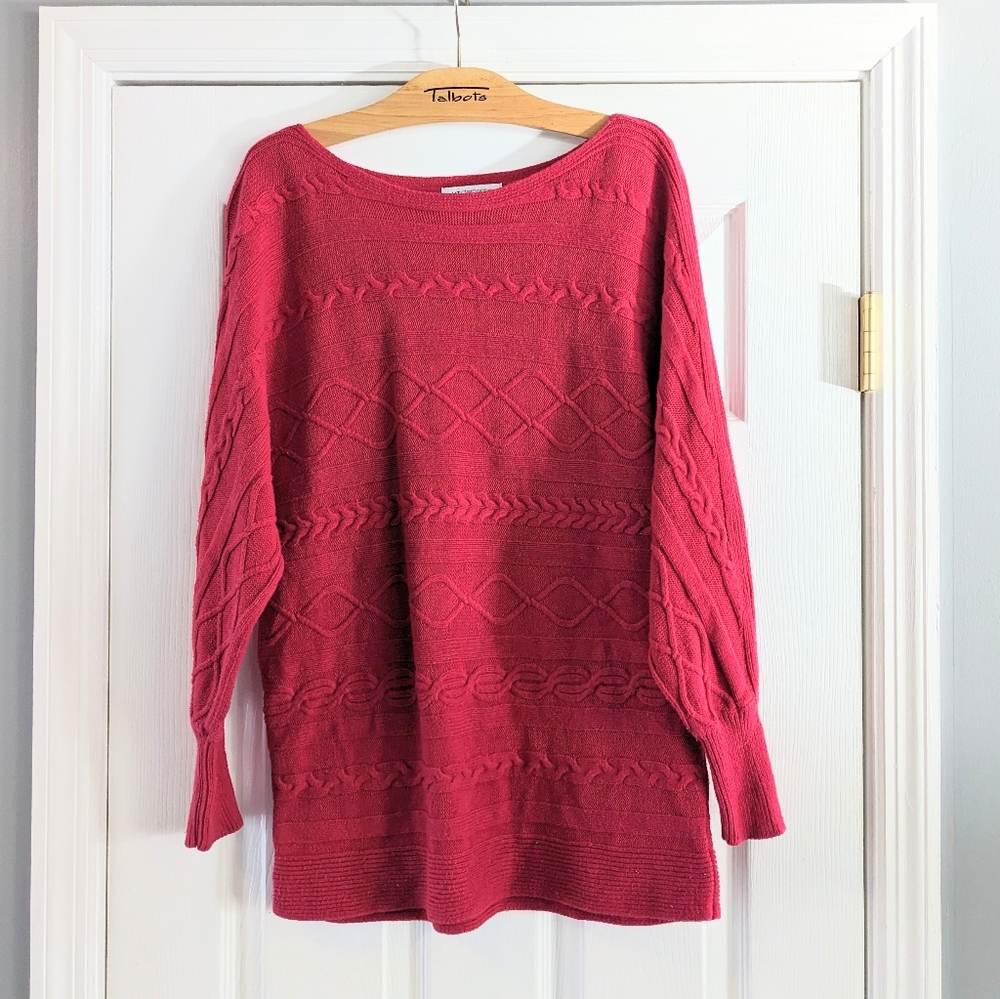Liz Claiborne Pink Dolman Sleeve Boat Neck Sweater - Sz L